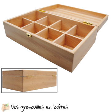 Boîte à thé , 8 compartiments, boîte en bois,  boîte à casiers