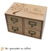 Grand coffret à tiroirs, personnalisable, boîte en bois, rangement de bureau, rangement pour photos