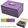 coffret de en bois peint à la main, violet, rangement pour enfant, boîte à souvenir, boîte à crayons, à photo