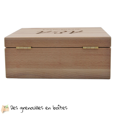 Coffret avec couvercle personnalisable, boîte en bois fabrication française