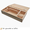 Coffret sur-mesure en bois massif, fabrication artisanale. Calage complexe