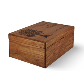 Coffret en chêne personnalisé avec une pyrogravure. Fabrication artisanale. des grenouilles en boites