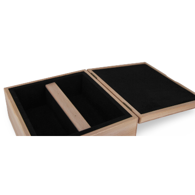 Coffret sur-mesure en hêtre avec calage en mousse, fabrication artisanale française