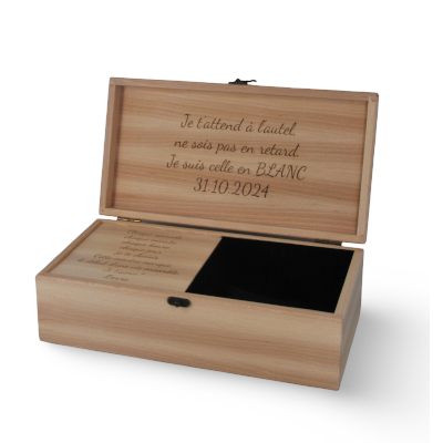 Coffret sur-mesure en hêtre, fabrication artisanale française, des grenouilles en boîtes
